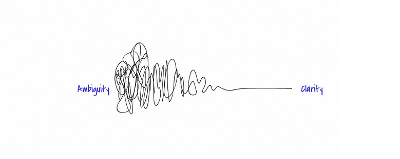 A single continuous line resolving from tangled chaos into a straight clean path, representing the transformation from AI ambiguity to structured clarity through Knowledge Formation Optimization.