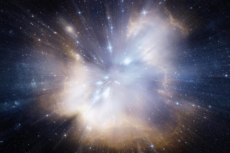 Radiant burst of light in deep space symbolizing the moment of inception before demand forms
