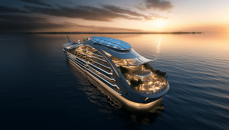 Futuristic luxury cruise ship illustrating Knowledge Formation Optimization for luxury cruise brands.