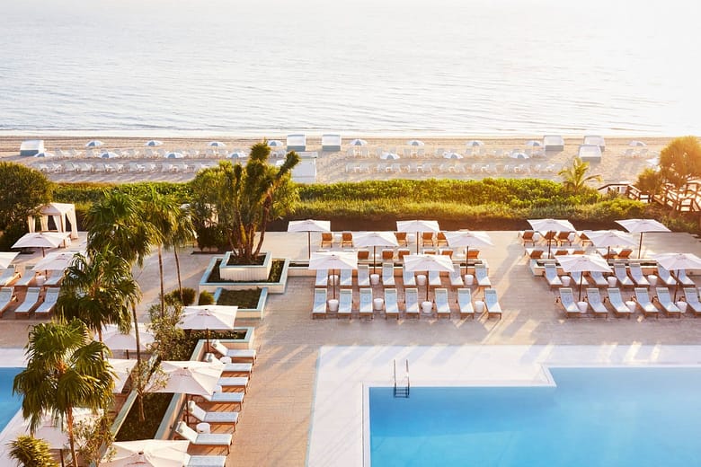 Relaxing beachfront image for upscale travel promotions