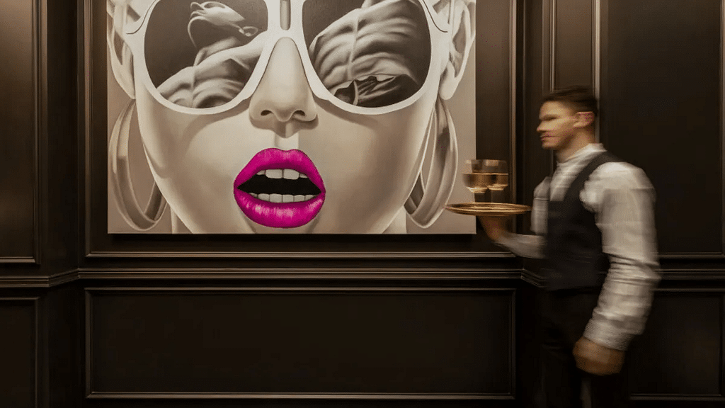 Luxury hotel interior featuring modern art and refined hospitality service