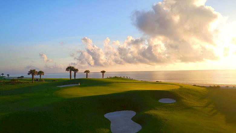 Luxury golf resort with ocean views and lush fairways