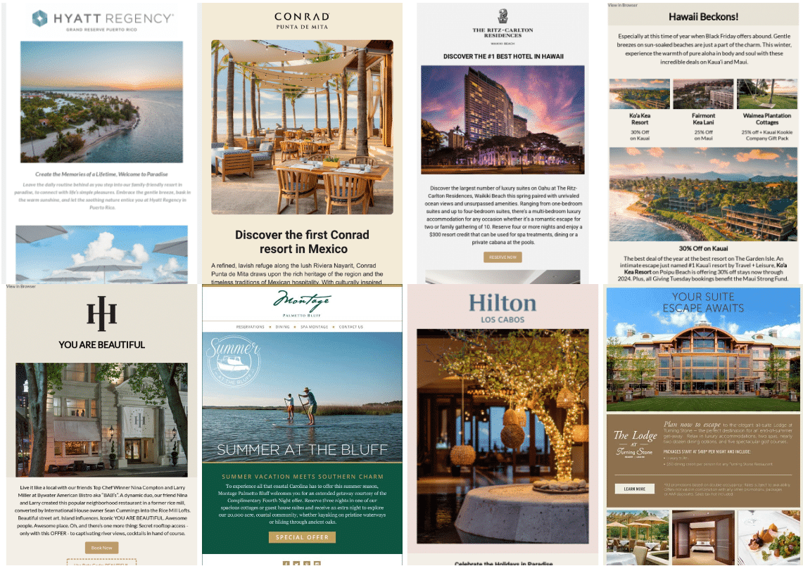 Creative layout sample for hotel email marketing design