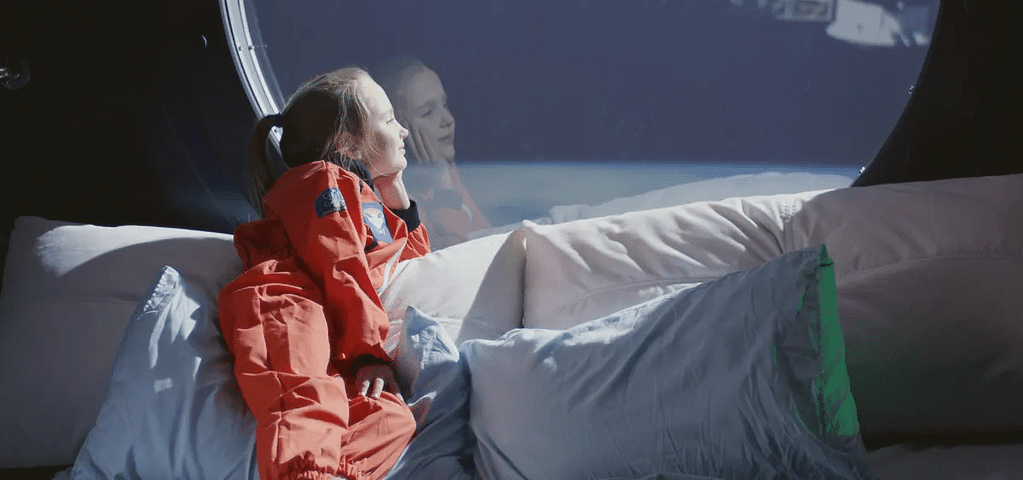 Space tourism travel concept and commercial spaceflight experience