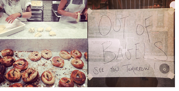 Bagel and coffee at a cafe