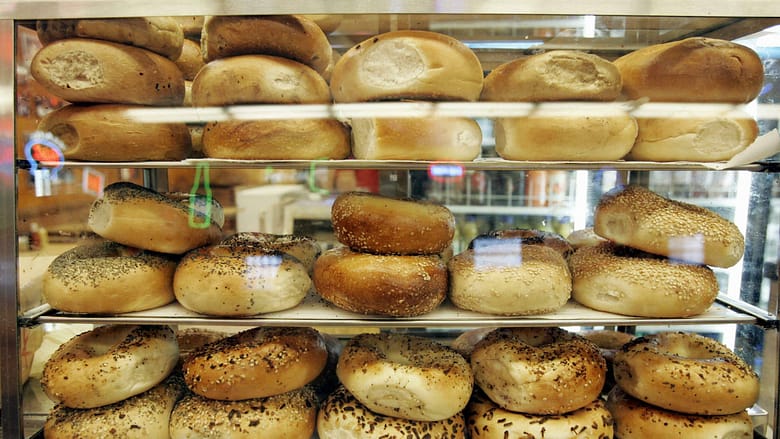 Hospitality breakfast service presentation with fresh bagels